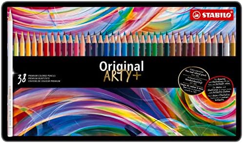 Lápis de coloração premium de Stabilo - estanho original de 38, cores variadas