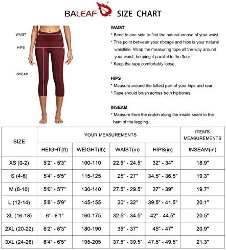 Leggings Capri Leggings de Baleaf Women Yoga Running Capris High Wand Pull em leggings cortados com bolsos