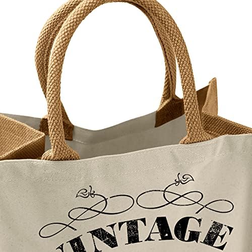 Bolsa de 18 anos Presentes para mulheres - Bolsas de ombro de juta de algodão reutilizáveis ​​para compras - Vintage 2005 - Natural -S