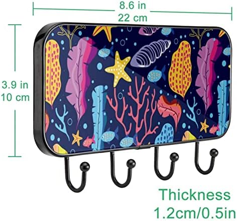 Marinha de coral estrela -pente de coral folhas coloridas de parede de casaco estampado, rack de casaco de entrada com