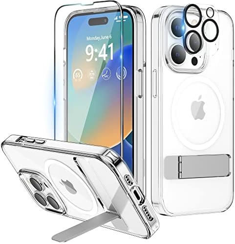 Niunisi Magnetic Case para iPhone 14 Pro Case com protetor de tela, compatível com magsafe de choque translúcido em casos foscos capa