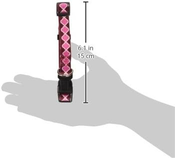 Petmate 11443 colarinho de estimação de 2 lados, 5/8 por 10 a 14 polegadas, Paisley Arabesque Pink