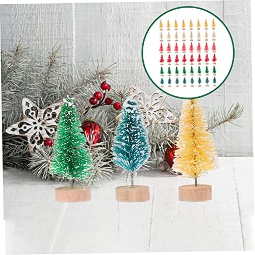 Toyandona 48pcs Mini árvore de Natal Mini árvores de Natal para artesanato Treça de bétula de mesa miniatura Miniatura sisal para