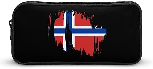 Bandeira norueguesa retrô capa de lápis adolescente de grande capacidade, bolsa de armazenamento durável