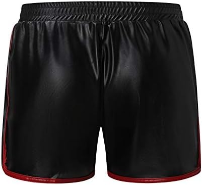 Shorts de couro PU para homens líquidos líquidos metálicos ativos shorts secos rápidos com bolsos para bodybuilding aprimorando bolsa curta calças curtas