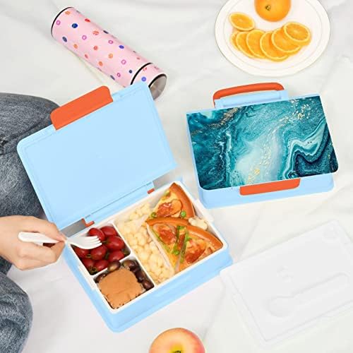 Alaza Abstract Blue Mármore Bento Lunch Box Free BPA à prova de vazamento Recipientes com Fork & Spoon, 1 peça