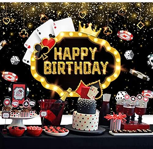 Riyidecor Casino Caso Las Vegas Party Birthday Birthday 7Wx5h Fabric Poker Poker Cartões de poker noite