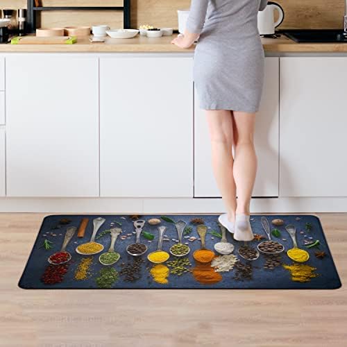 Espice Cooking Kitchen Tapete Conjunto de 2 peças Artística colorida tapete de cozinha Fazenda não deslizante Anti -fadiga tapetes