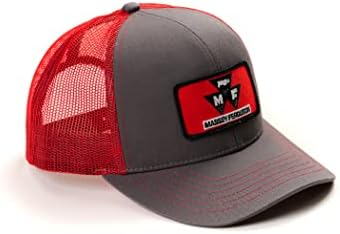 J&D Productions Red Massey Ferguson Logotipo Hat, cinza com malha vermelha, 7-7 7/8