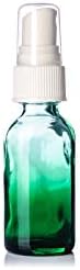 Garrafa redonda de vidro sombreado de 1 oz verde Boston com pacote superior de spray branco de 1