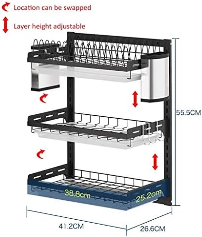 Neochy de 3 camadas de 201 aço inoxidável montado na parede rack de rack de rack com suporte e pauzinhos gaiolas