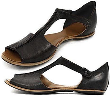 Sandálias de planos vintage femininos abertos de peixe de pé de peixe tornozelo Sandálias Slip Slip em sapatos de deslizamento calçados internos/externos