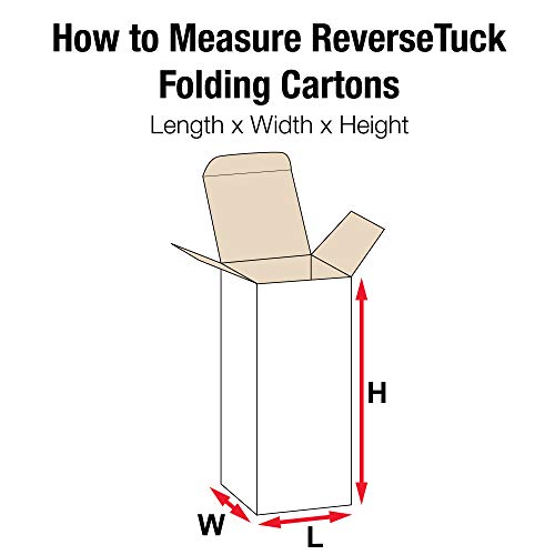 Aviditi RTS13W Reverse Tuck dobring Cartons, 2 x 2 x 7 , branco