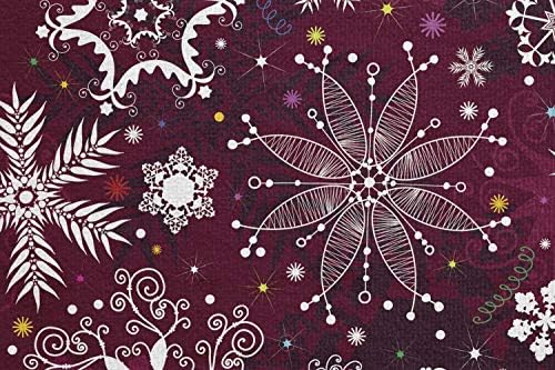 Toalha de tapete de ioga de inverno de Ambesonne, flocos florais com pontos coloridos de redemoinhos e estrelas