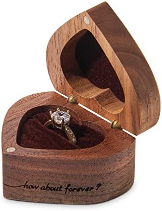 Caixa de anel de noivado Caso de anel em forma de coração de madeira para proposta Cerimônia de casamento Presente de aniversário