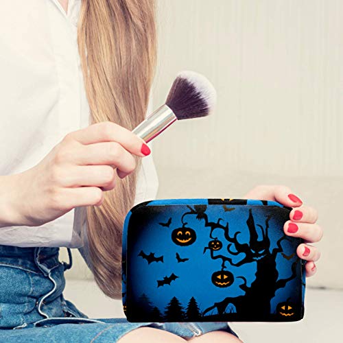 Levais Halloween Night com morcegos voadores de abóbora e coroção de abóbora e corow bolsa de bolsa de maquiagem para
