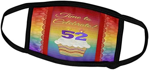 3drose Beverly Turner Aniversário Convite Design - Cupcake, Velas de Número, Time, Celebre 52 anos Convite - Máscaras faciais