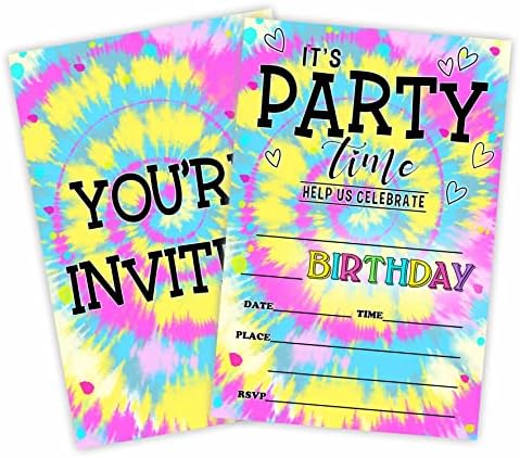 É hora da festa! Convites de aniversário, cartões de convite para festa de aniversário de tinta （20 contagem) com envelopes, preencha
