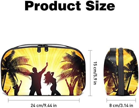 Carteira de bolsa de bolsas de viagem de caixa de caixa de transportar Caixa USB Acessório de bolso com zíper, árvore de coco de praia tropical de férias de verão