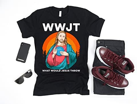 WWJT O que Jesus jogaria camisa de golfe em árvores Frolf Ultimate Frisbee Disc Golf T-shirt Gift for Christian