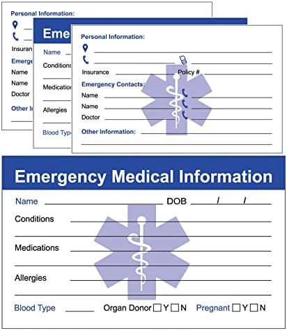 RXBC2011 Pacote azul de informações médicas de emergência de 5