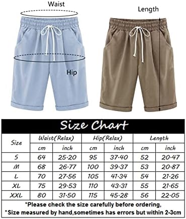 Shorts de linho feminino shorts elásticos elásticos da cintura de leão de pijama impressa shorts de praia de verão leves com