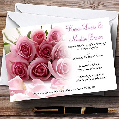 Rosas rosa bebê convites de casamento personalizados