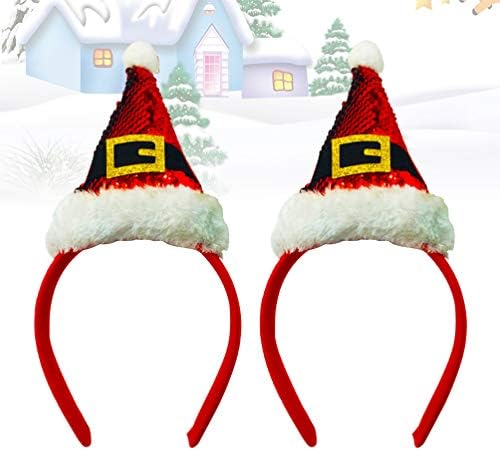 Lurrose 2pcs Natal Papai Noel Bandas da cabeça de lantejaduras de lantejoulas de festa de cabelo de festa de cabelo aros