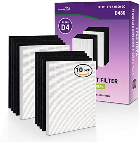 Filtro de substituição D480 D4 para purificador de ar Winix D480, item número 1712-0100-00. 2 filtro HEPA verdadeiro + 8 pré-filtros