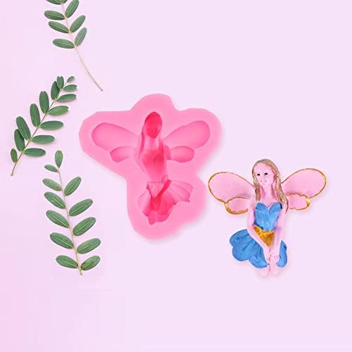Bufferfly Fairy ou Angel With Flowers Silicone Bolo Decorating Mold para fondant Decoração de bolo, tampo de cupcak