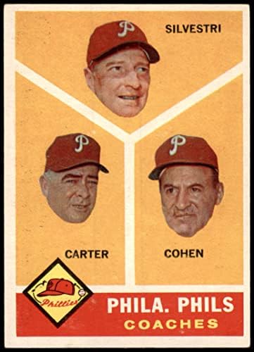 1960 Topps # 466 Phillies treinadores Ken Silvestri/Dick Carter/Andy Cohen Philadelphia Phillies VG/Ex Phillies