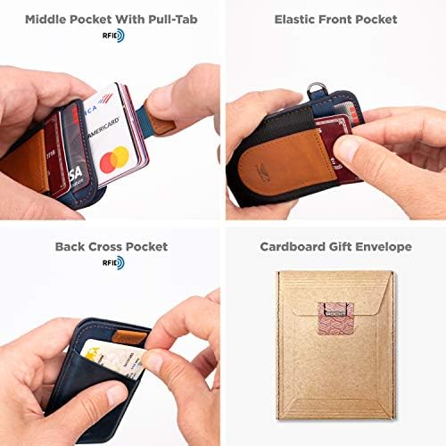 Carteira de cartões Pockt para homens e mulheres - Slim minimalista carteira de bolso dianteiro Elastic Cristed Cartter