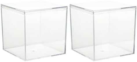 Aboofan Cubo quadrado de plástico transparente, 2pcs pequenos recipientes de cubos quadrados de plástico com caixa de armazenamento empilhável para pílula de doces Jóias minúsculas 10cm