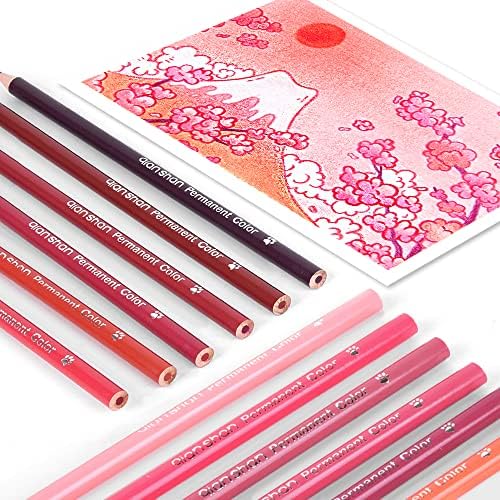 qianshan 12 lápis de cor vermelha baseado em óleo baseado em madeira pré-naberada conjunto de lápis colorido para adultos