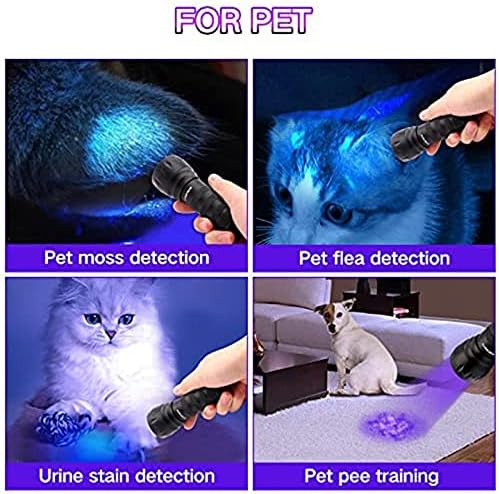 Vansky 【Recomendar】 lanterna leve de 365nm UV e 21 LED 395nm Blacklight UV Lanterna UV Detector de urina para cães/gatos, manchas
