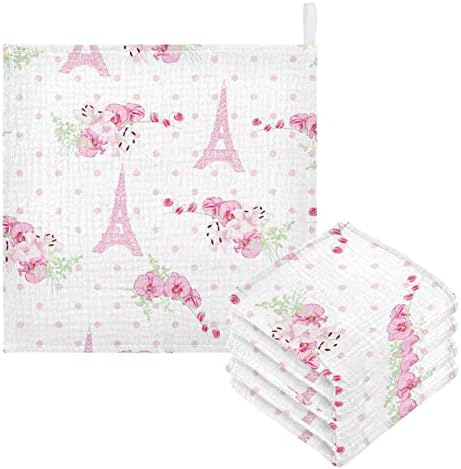 Panos de lavagem de panos de banheiro panos de lavagem de face toalhas lençónas Eiffel Tower Rose Polka Dots decorativa 12x12