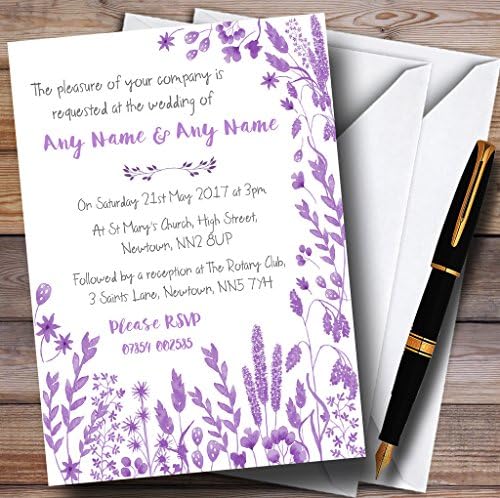 Dusty Purple Autumn deixa a aquarela convites de casamento personalizados