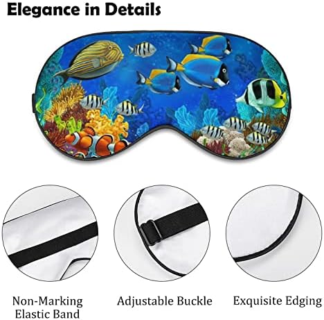 Tropical Sea Fish Fish Sleep Máscara de olhos macios e vendidos com uma tira ajustável Eyeshade Night Travel Dap for Men Mulheres