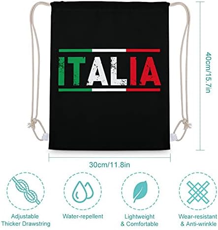 Itália Flag Canvas de tração Backpack Simple Style Bag Tote Daypack para Gym Beach Sport
