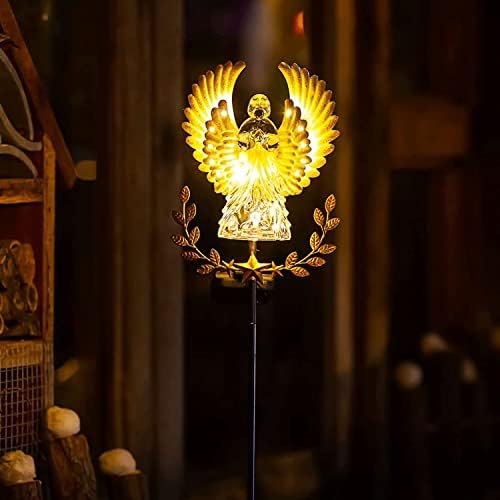 Eigreen Solar Garden Stake Lights Metal Angel Solar Outdoor Impermevamento a água - Luzes de estaca de anjo solar Perfeito como Angel Remembrance Gifts & Cemetery Grave Garden Patio Yard Lawn Decoration