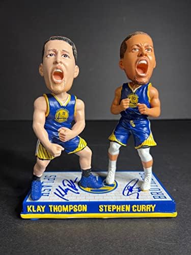 Stephen Curry e Klay Thompson 'G.S. Fanáticos de bobblehead assinados dos Warriors A591060 - estatuetas da NBA autografadas