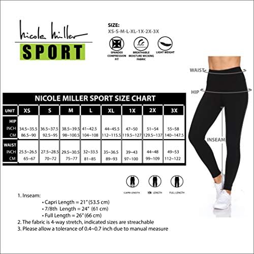 Nicole Miller Leggings para mulheres com bolsos - Leggings de treino Pacote e malha pura - calça de ioga de controle