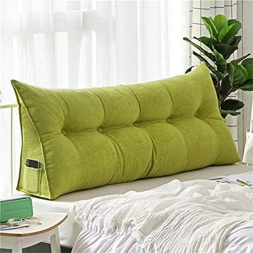 XFXDBT Pillow triangular de leitura macia Cabela de cabeceira grande de travesseiro, almofada de travesseiro de placa de posicionamento da cama Almofada de cunha com tampa removível verde 150x23x50cm