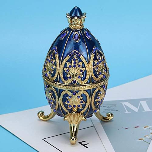 HEEPDD Gold Bated Gold Páscoa artificial Ovo pintado à mão Pained Faberge Egg Jewelry Box for Colar Brinket Binket