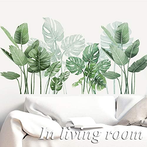 Plantas verdes adesivos de parede da folha - plantas tropicais decalques de parede removíveis para a sala de estar da sala de estar decoração de parede decoração de garotas da cozinha da cozinha garotas em vaso de parede papel de parede