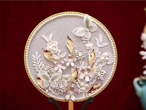 Jydqm elegante buquês de buquês de fã de fã apliques pérolas flores artesanalas noivas segurando acessórios de casamento