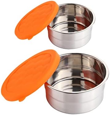 Alvivi 2pcs Recipientes de alimentos em aço inoxidável com tampas 180ml 380ml Reutilizável Bento Lunch Box Recipiente de armazenamento