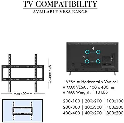 Suporte de parede de TV de aço inoxidável para a maioria das TVs curvas planas de 26 a 5,5 polegadas, unidades de parede de