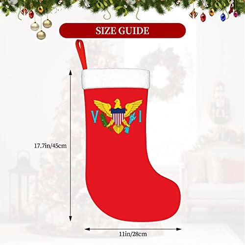 QG ZZX Christmas meias com bandeira branca super macia de punho das meias de Natal das Ilhas Virgens dos Estados Unidos