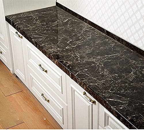 Moyishi Black Web Marble Look Film Decorativo Cozinha bancada Auto-adesivo Casca à prova d'água e móveis de filme da parede de mobiliário de parede Delunhor 17,7 x 78.7